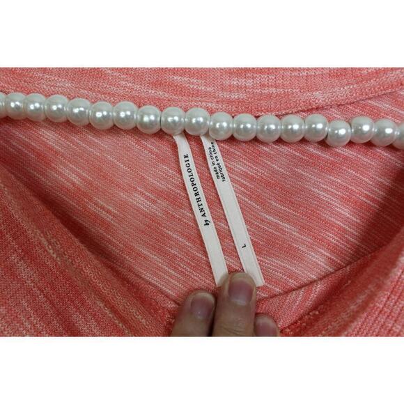 Anthropologie Orange Space Dyed Long Sleeve Ribbed Knit Shirt Size L - Picture 4 of 6